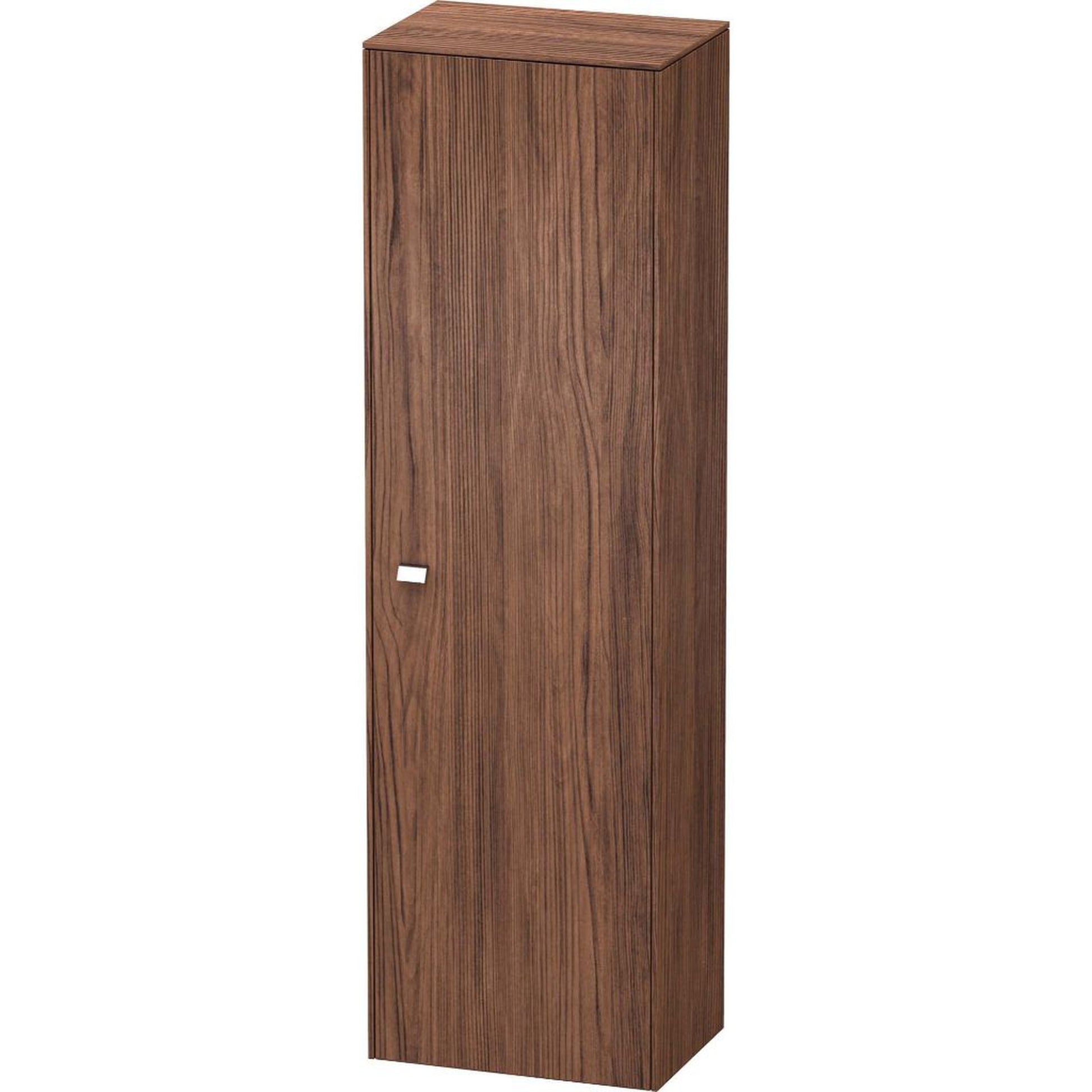 Duravit Brioso 20" x 70" x 14" Tall Cabinet With Right Door in Walnut Dark and Chrome Handle