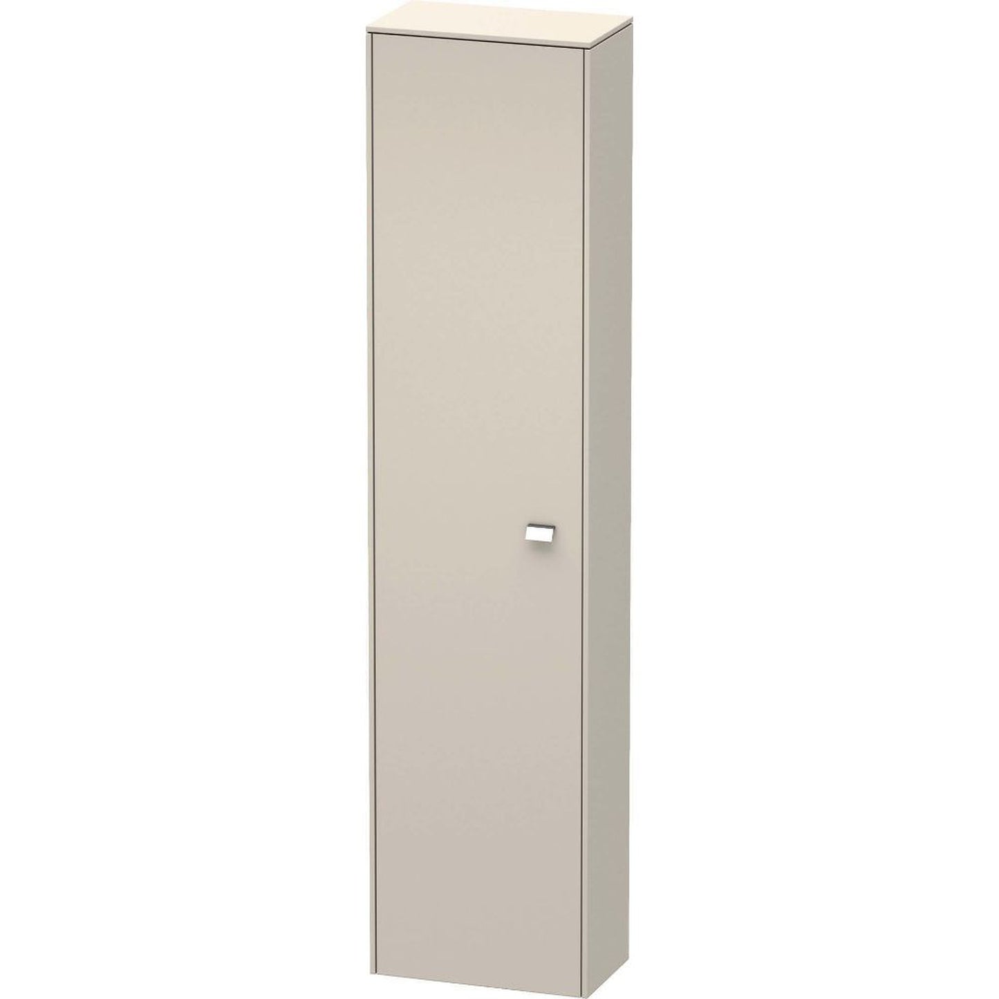 Duravit Brioso 20" x 79" x 14" Tall Cabinet With Left Door in Taupe and Chrome Handle