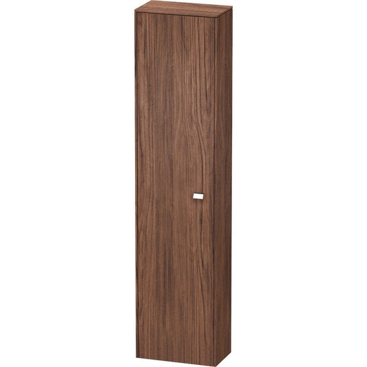 Duravit Brioso 20" x 79" x 14" Tall Cabinet With Left Door in Walnut Dark and Chrome Handle