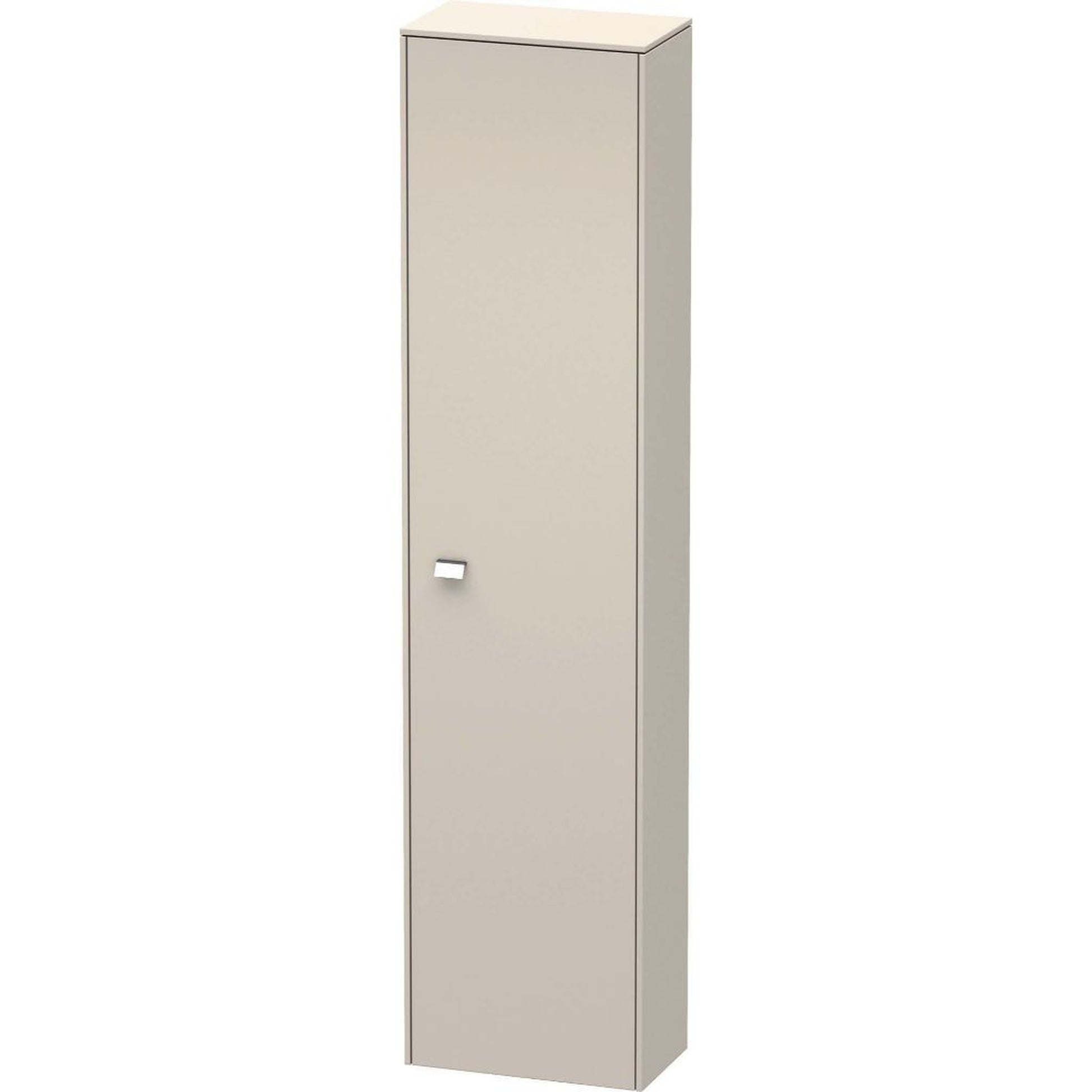 Duravit Brioso 20" x 79" x 14" Tall Cabinet With Right Door in Taupe and Chrome Handle