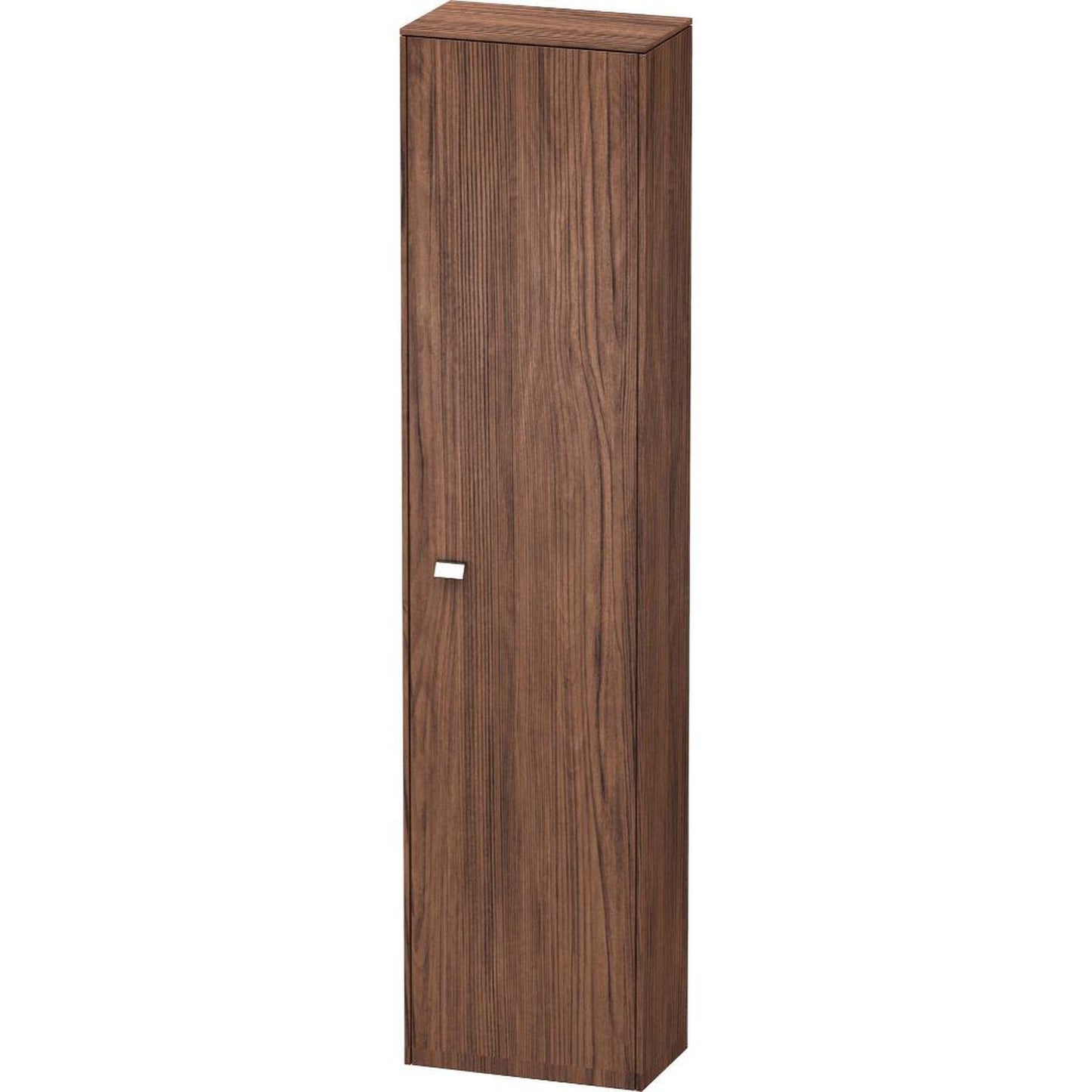 Duravit Brioso 20" x 79" x 14" Tall Cabinet With Right Door in Walnut Dark and Chrome Handle