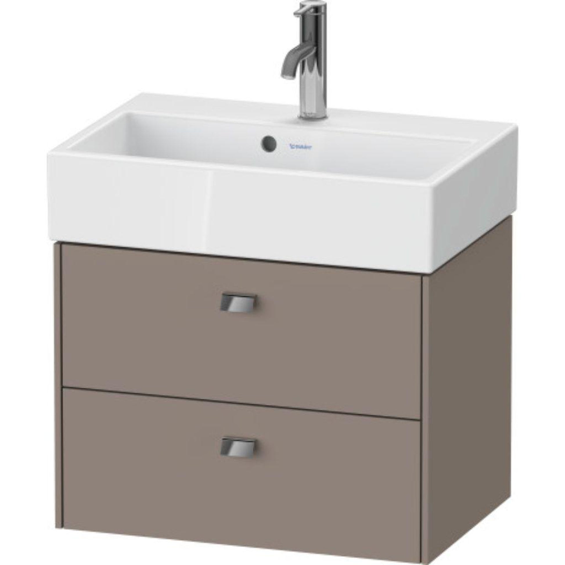 Duravit Brioso 23" x 17" x 15" Two Drawer Wall-Mount Vanity Unit in Basalt Matt and Chrome Handle