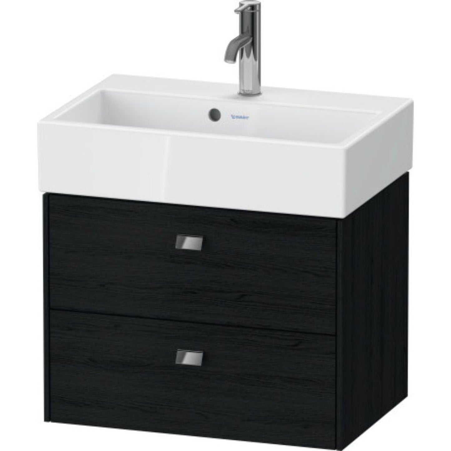 Duravit Brioso 23" x 17" x 15" Two Drawer Wall-Mount Vanity Unit in Black Oak and Chrome Handle