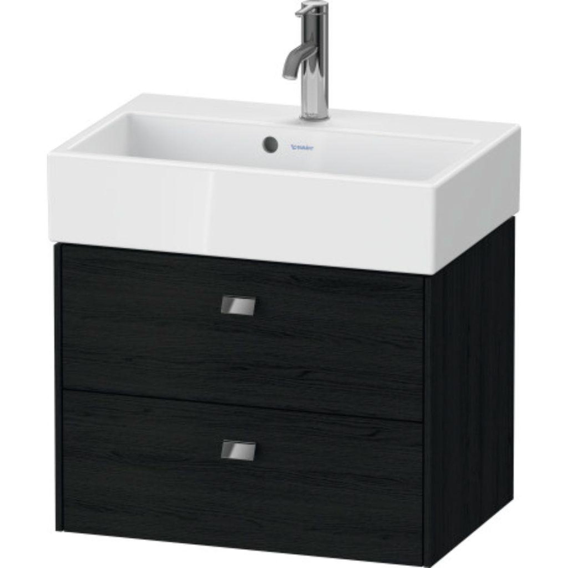 Duravit Brioso 23" x 17" x 15" Two Drawer Wall-Mount Vanity Unit in Black Oak and Chrome Handle
