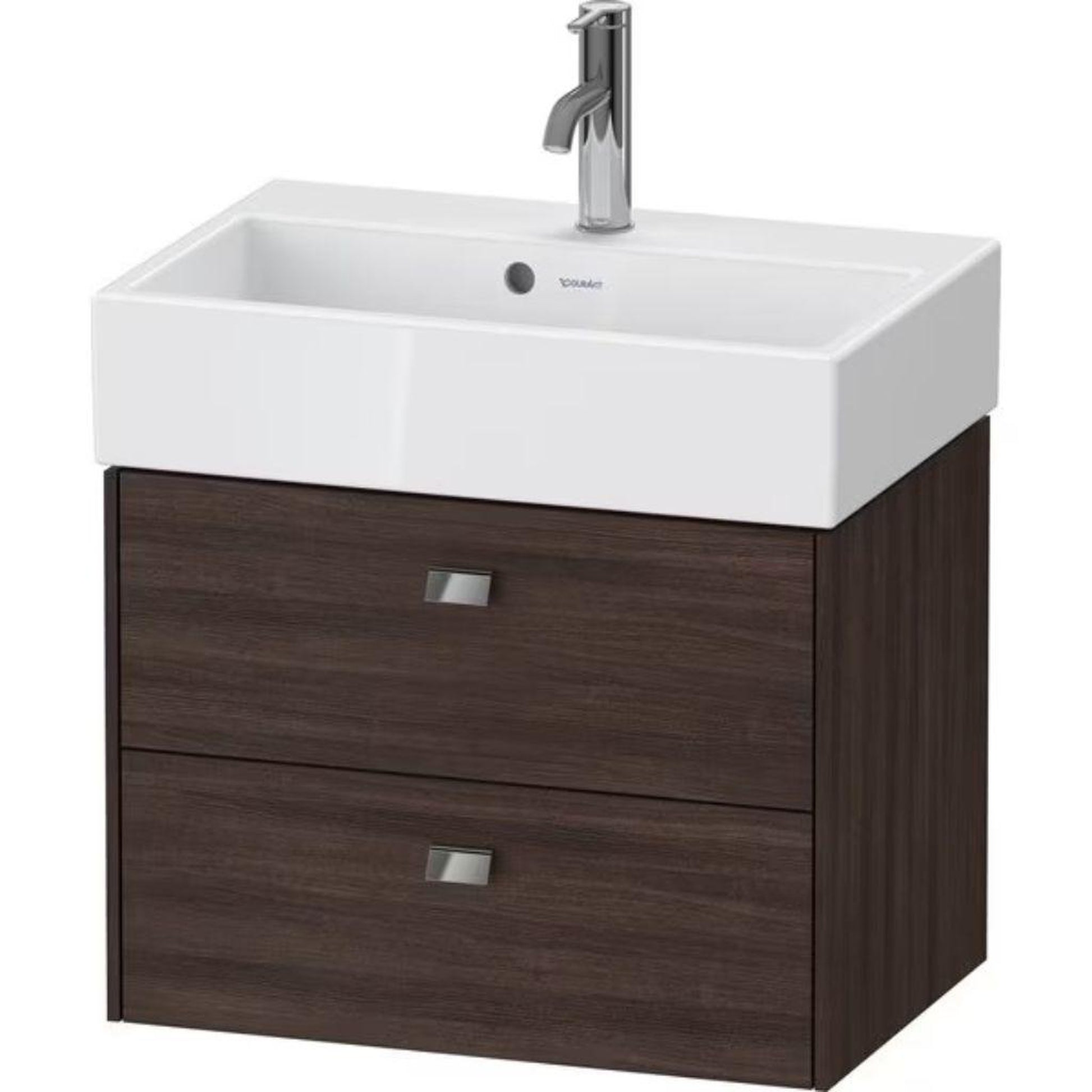 Duravit Brioso 23" x 17" x 15" Two Drawer Wall-Mount Vanity Unit in Chestnut Dark and Chrome Handle