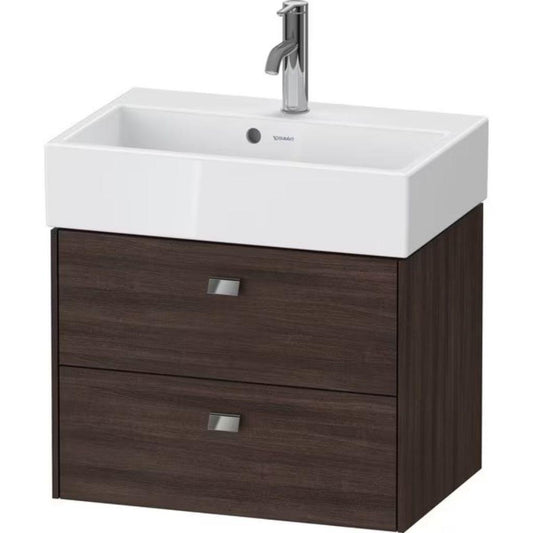 Duravit Brioso 23" x 17" x 15" Two Drawer Wall-Mount Vanity Unit in Chestnut Dark and Chrome Handle