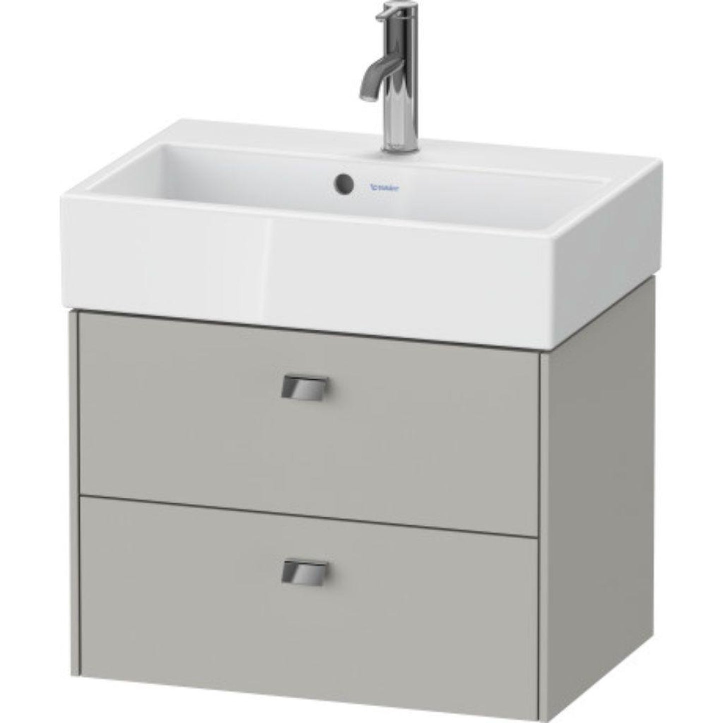 Duravit Brioso 23" x 17" x 15" Two Drawer Wall-Mount Vanity Unit in Concrete Grey Matt and Chrome Handle