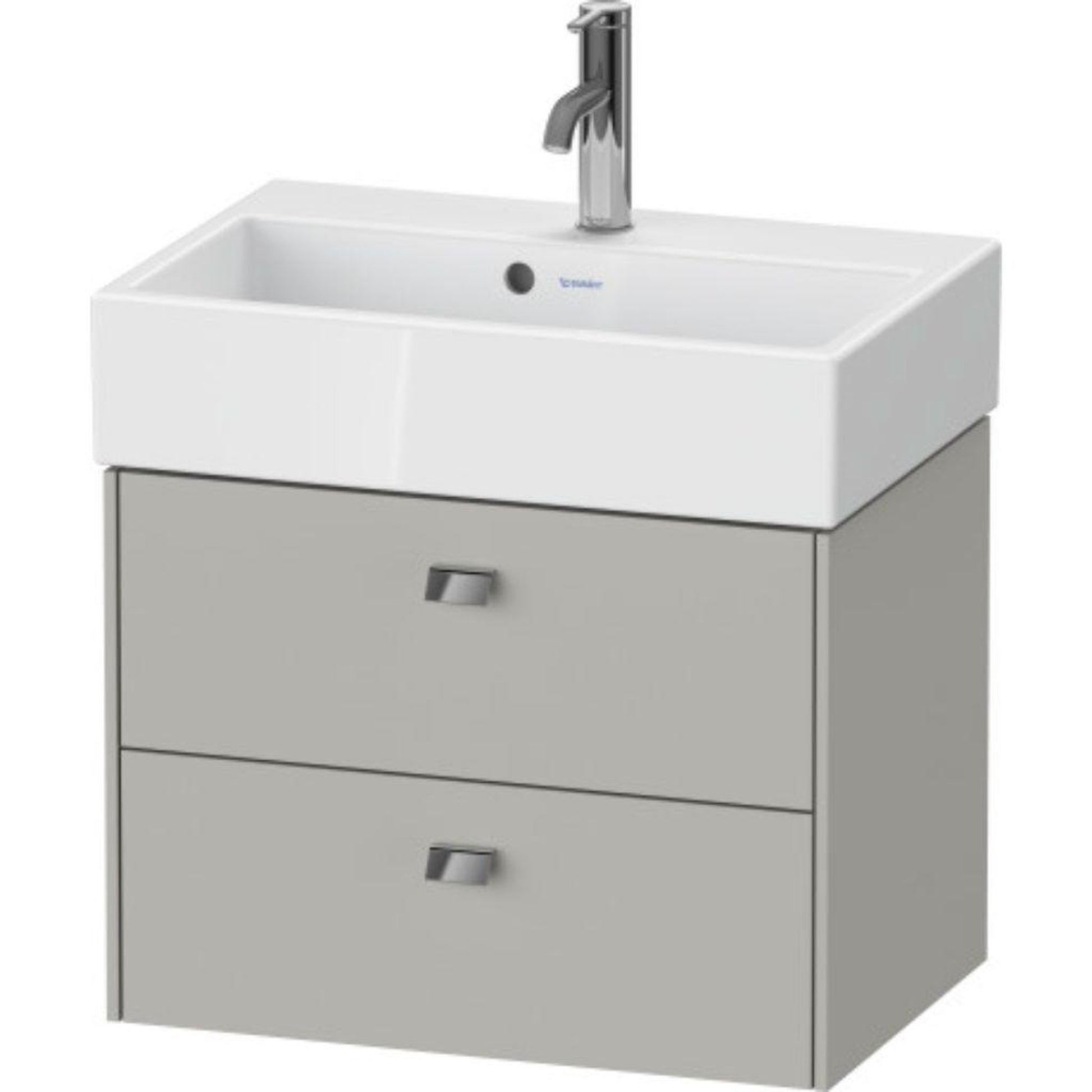 Duravit Brioso 23" x 17" x 15" Two Drawer Wall-Mount Vanity Unit in Concrete Grey Matt and Chrome Handle