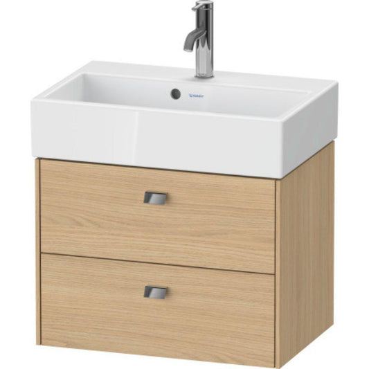Duravit Brioso 23" x 17" x 15" Two Drawer Wall-Mount Vanity Unit in Natural Oak and Chrome Handle