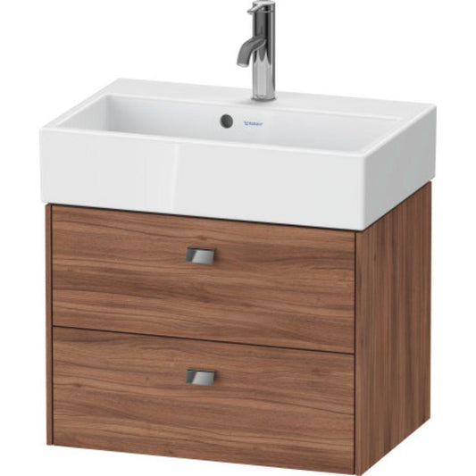 Duravit Brioso 23" x 17" x 15" Two Drawer Wall-Mount Vanity Unit in Natural Walnut and Chrome Handle