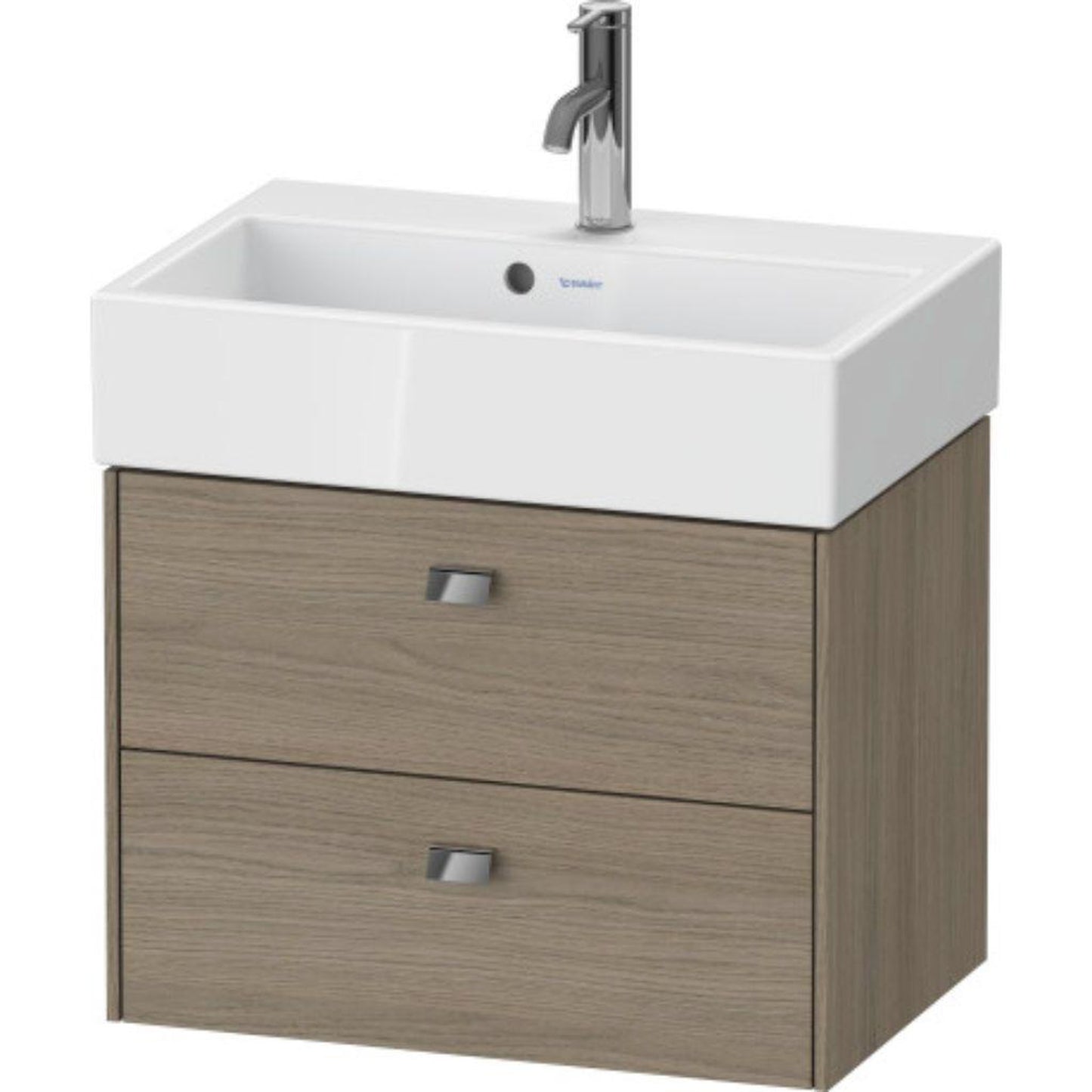 Duravit Brioso 23" x 17" x 15" Two Drawer Wall-Mount Vanity Unit in Oak Terra and Chrome Handle