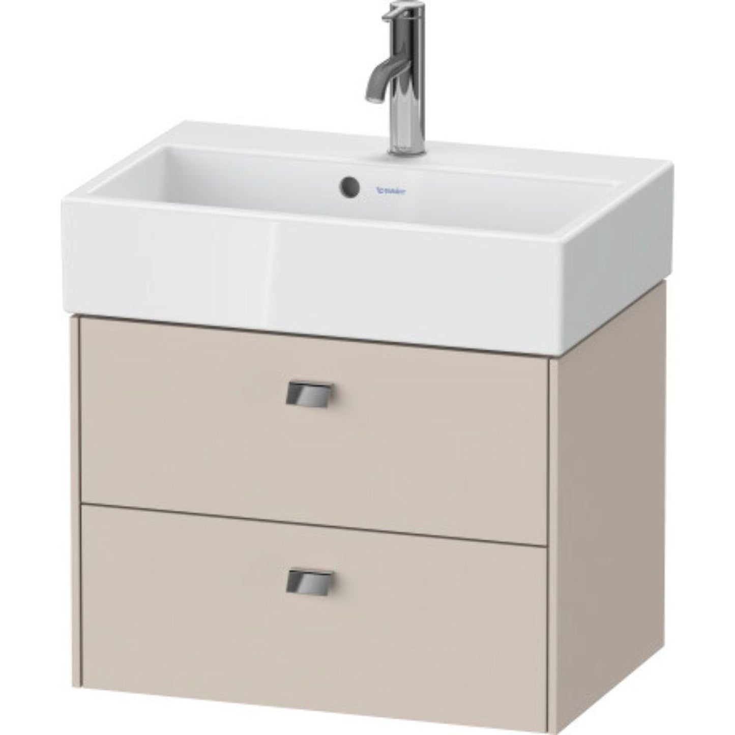 Duravit Brioso 23" x 17" x 15" Two Drawer Wall-Mount Vanity Unit in Taupe and Chrome Handle