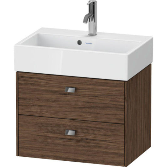 Duravit Brioso 23" x 17" x 15" Two Drawer Wall-Mount Vanity Unit in Walnut Dark and Chrome Handle