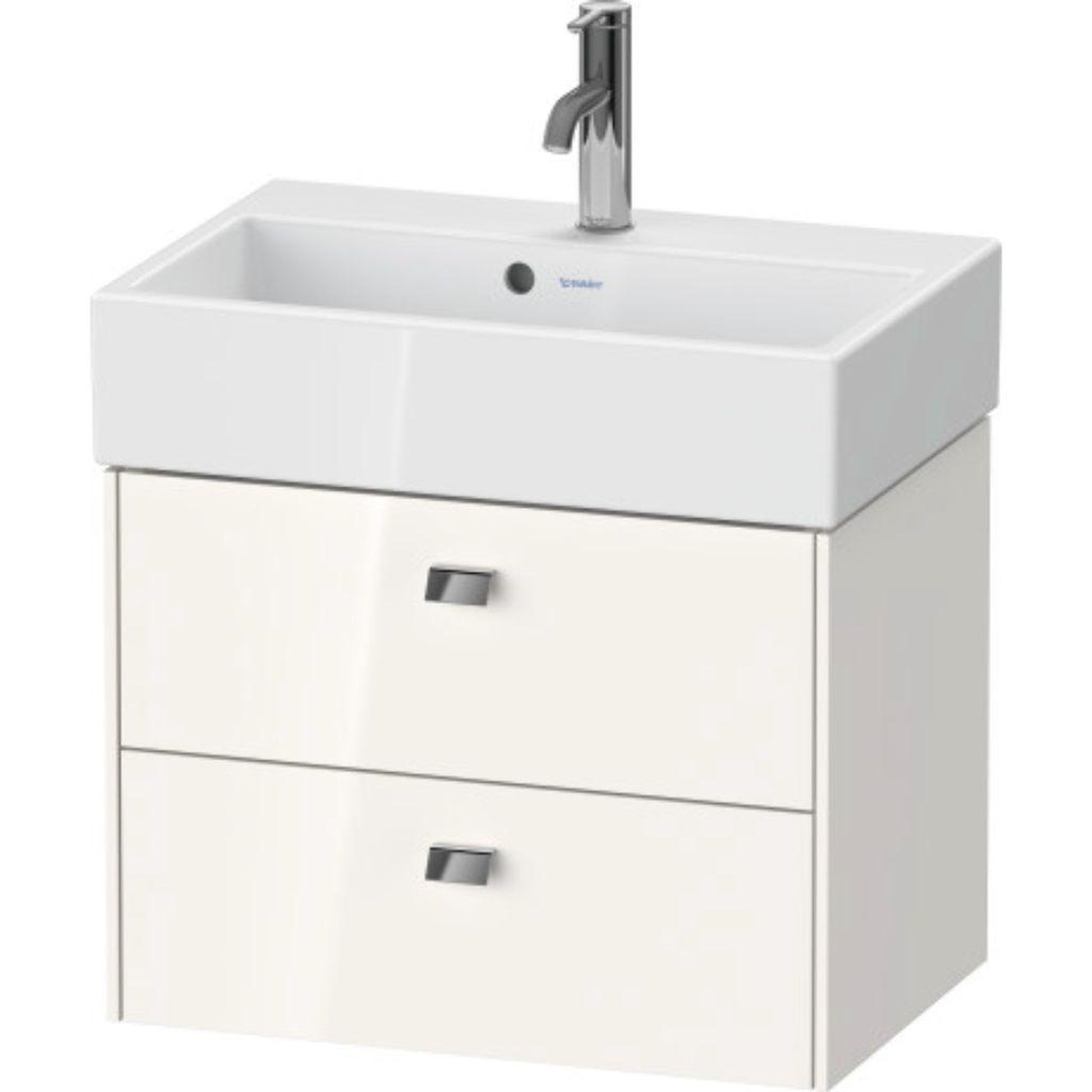 Duravit Brioso 23" x 17" x 15" Two Drawer Wall-Mount Vanity Unit in White High Gloss and Chrome Handle