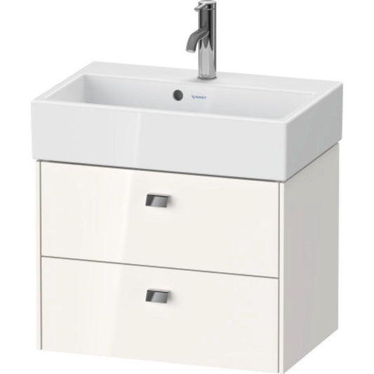 Duravit Brioso 23" x 17" x 15" Two Drawer Wall-Mount Vanity Unit in White High Gloss and Chrome Handle