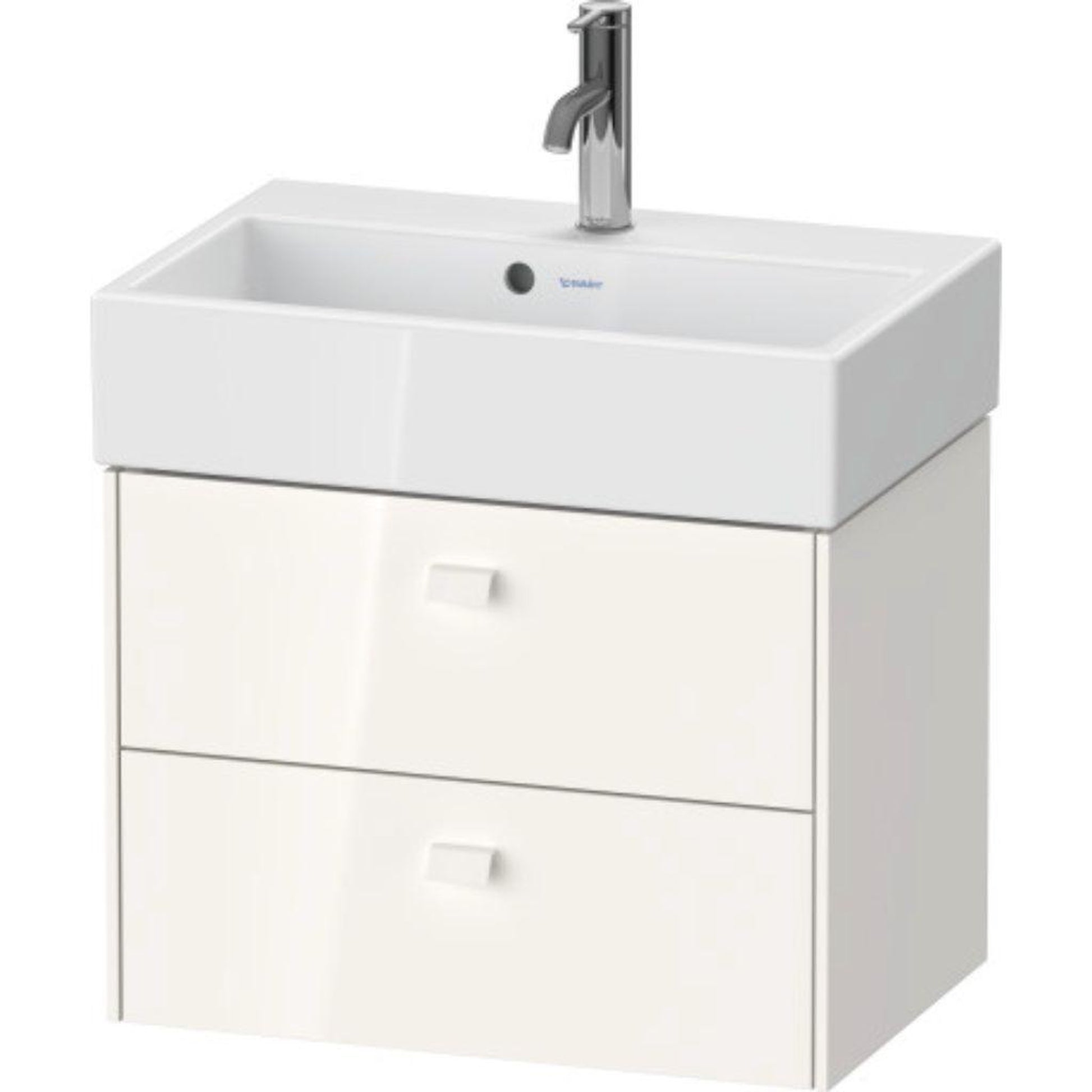 Duravit Brioso 23" x 17" x 15" Two Drawer Wall-Mount Vanity Unit in White High Gloss