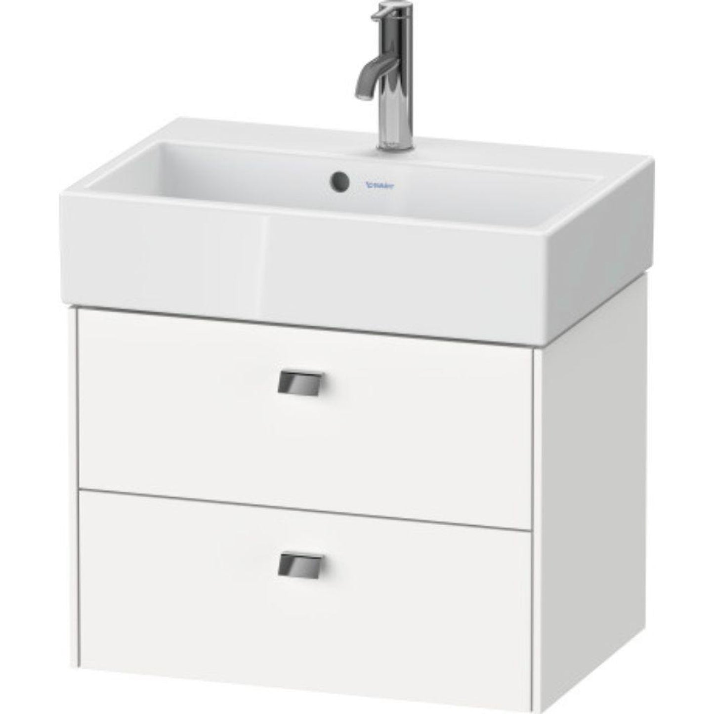 Duravit Brioso 23" x 17" x 15" Two Drawer Wall-Mount Vanity Unit in White Matt and Chrome Handle