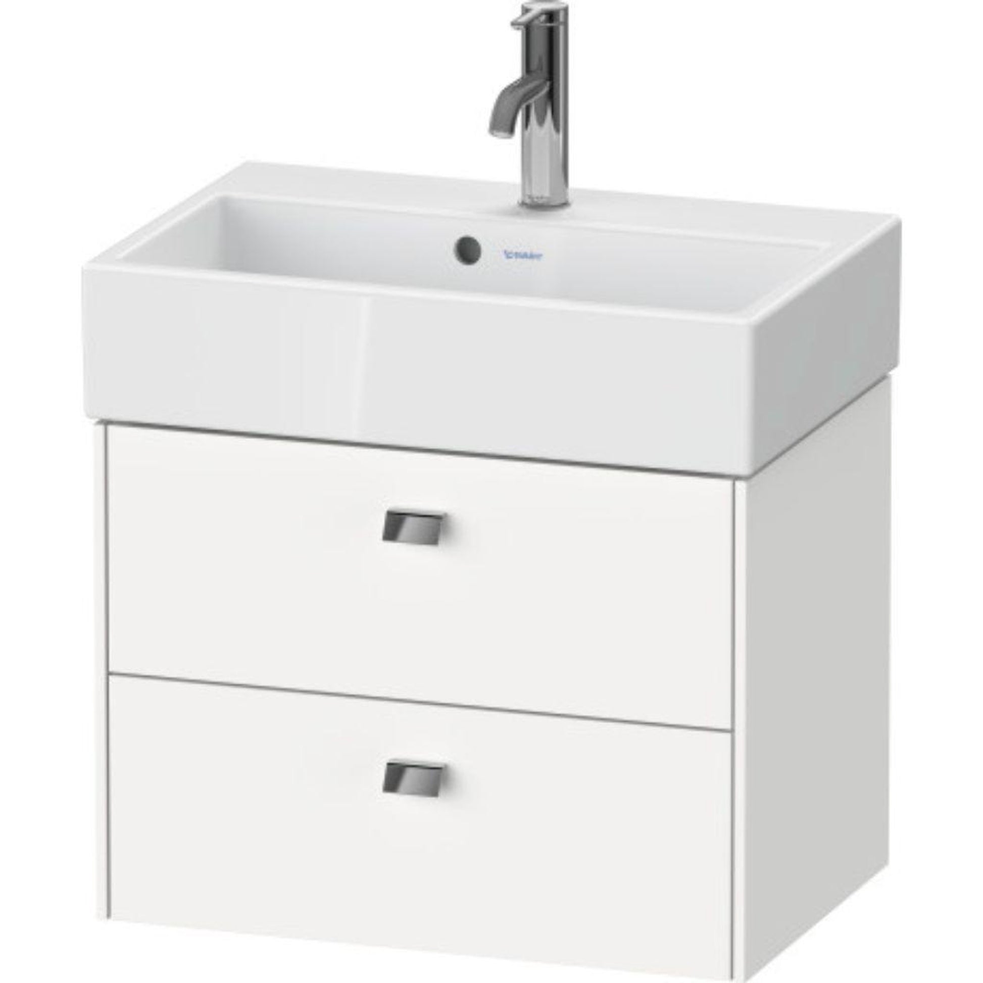 Duravit Brioso 23" x 17" x 15" Two Drawer Wall-Mount Vanity Unit in White Matt and Chrome Handle