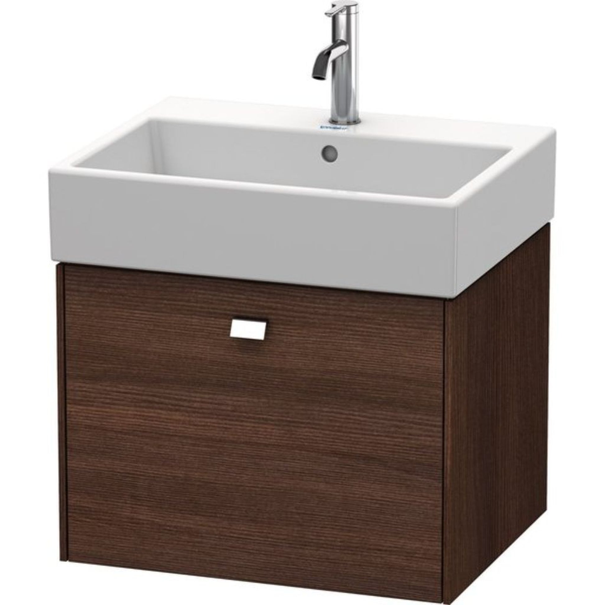 Duravit Brioso 23" x 17" x 18" One Drawer Wall-Mount Vanity Unit in Chestnut Dark and Chrome Handle