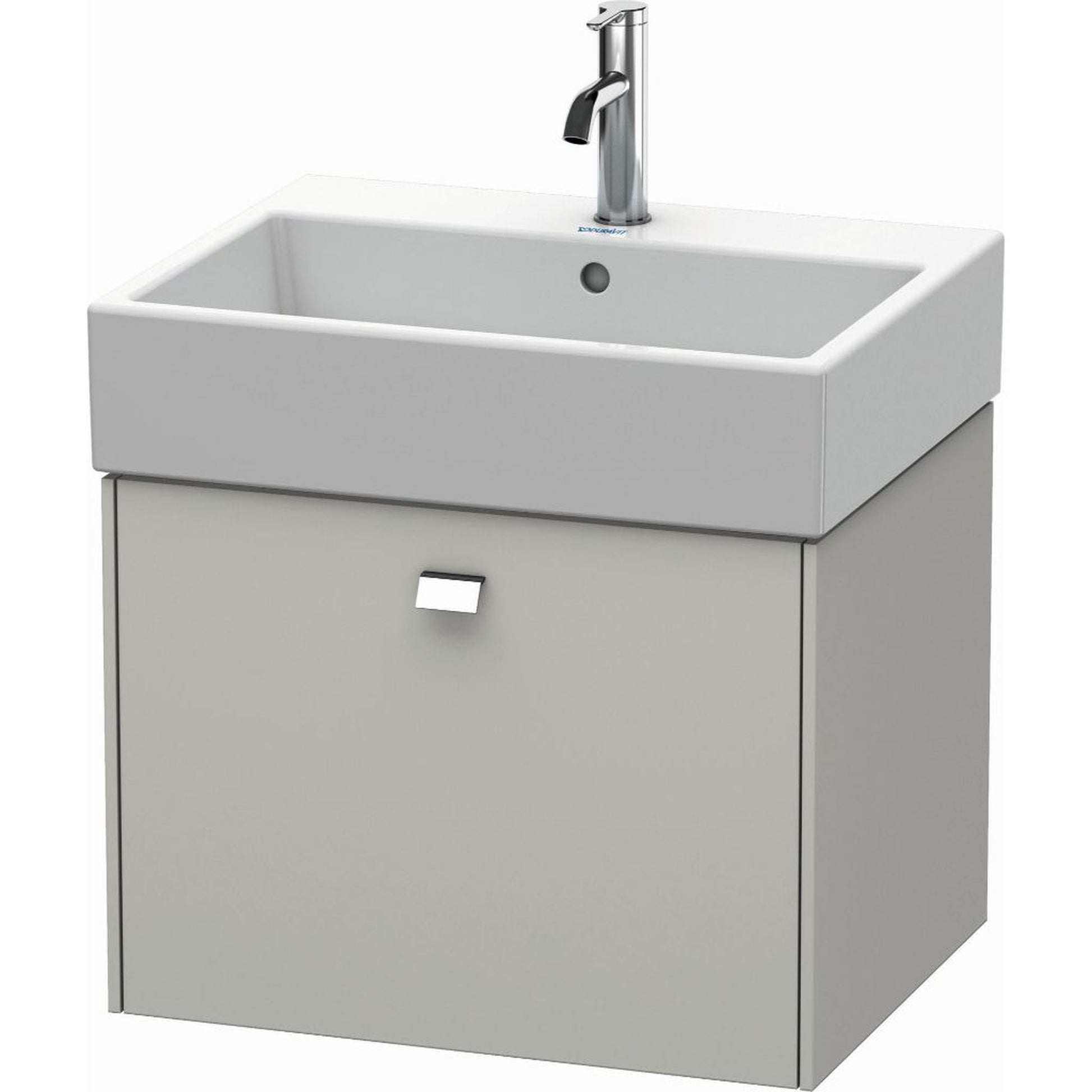 Duravit Brioso 23" x 17" x 18" One Drawer Wall-Mount Vanity Unit in Concrete Grey Matt and Chrome Handle