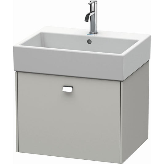 Duravit Brioso 23" x 17" x 18" One Drawer Wall-Mount Vanity Unit in Concrete Grey Matt and Chrome Handle