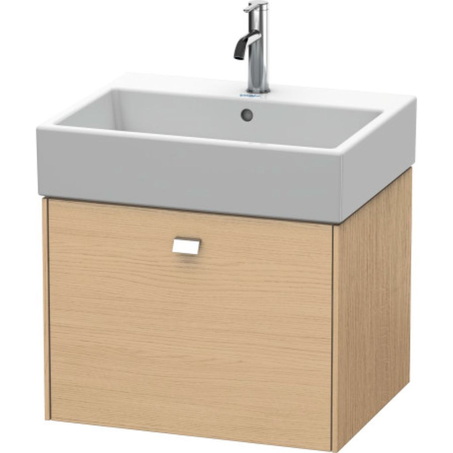 Duravit Brioso 23" x 17" x 18" One Drawer Wall-Mount Vanity Unit in Natural Oak and Chrome Handle