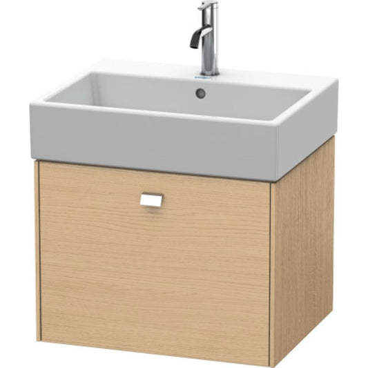 Duravit Brioso 23" x 17" x 18" One Drawer Wall-Mount Vanity Unit in Natural Oak and Chrome Handle