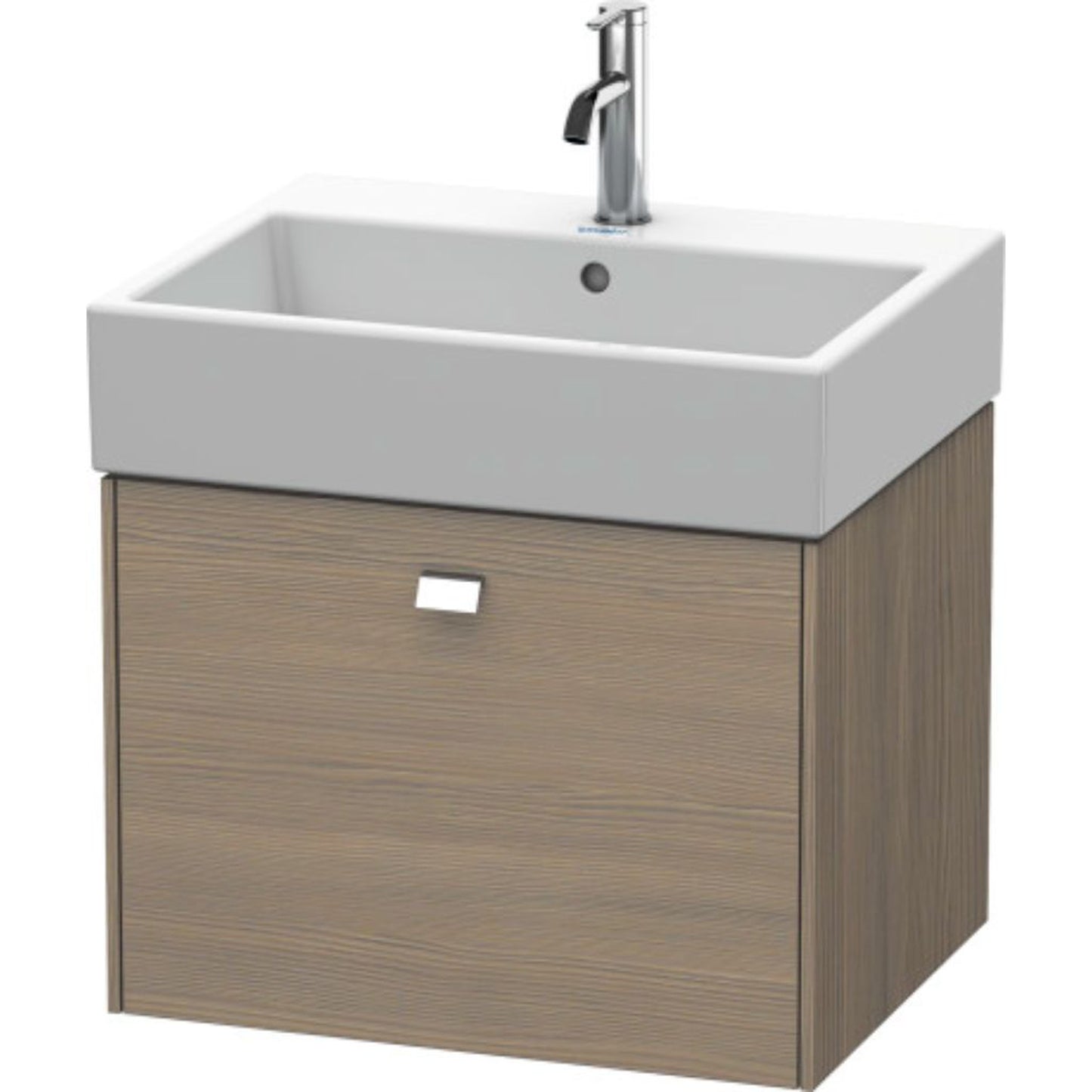 Duravit Brioso 23" x 17" x 18" One Drawer Wall-Mount Vanity Unit in Oak Terra and Chrome Handle