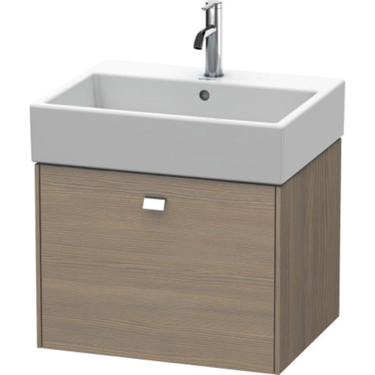 Duravit Brioso 23" x 17" x 18" One Drawer Wall-Mount Vanity Unit in Oak Terra and Chrome Handle