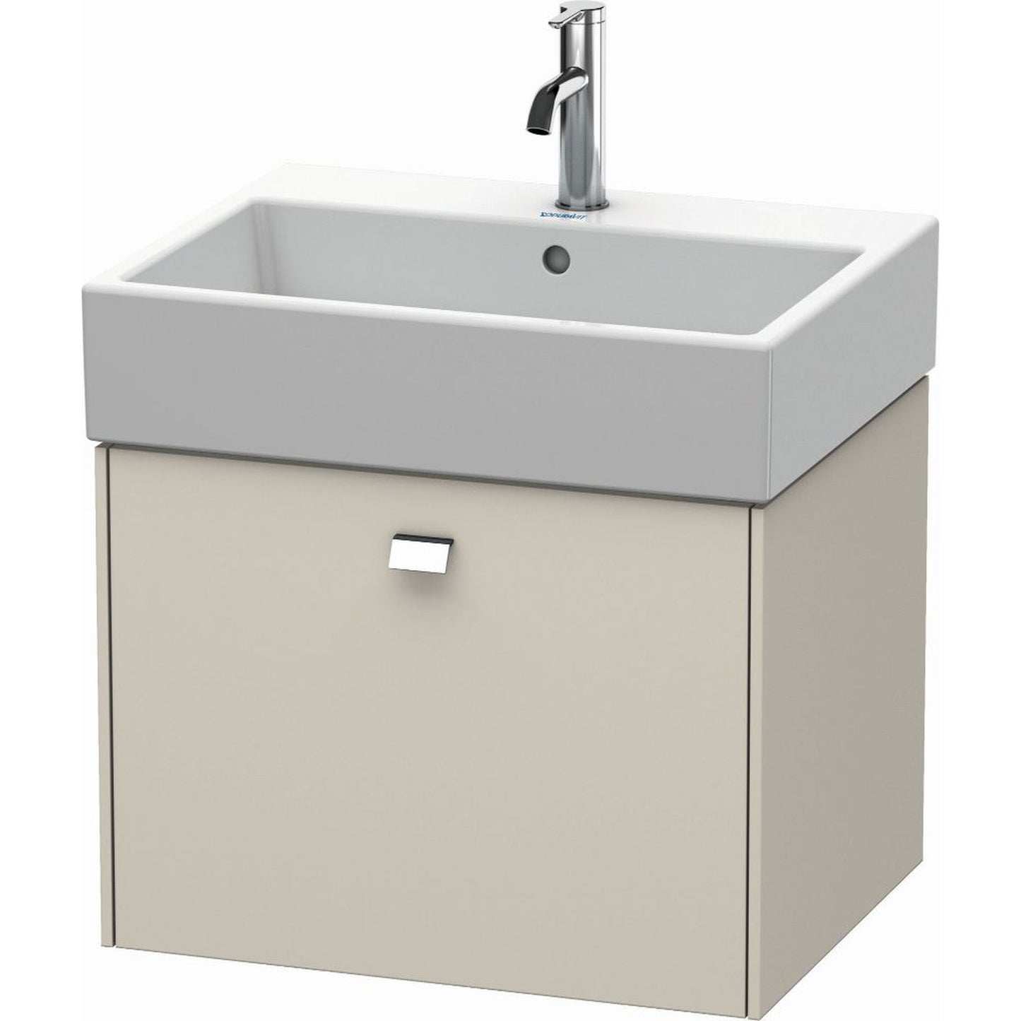 Duravit Brioso 23" x 17" x 18" One Drawer Wall-Mount Vanity Unit in Taupe and Chrome Handle