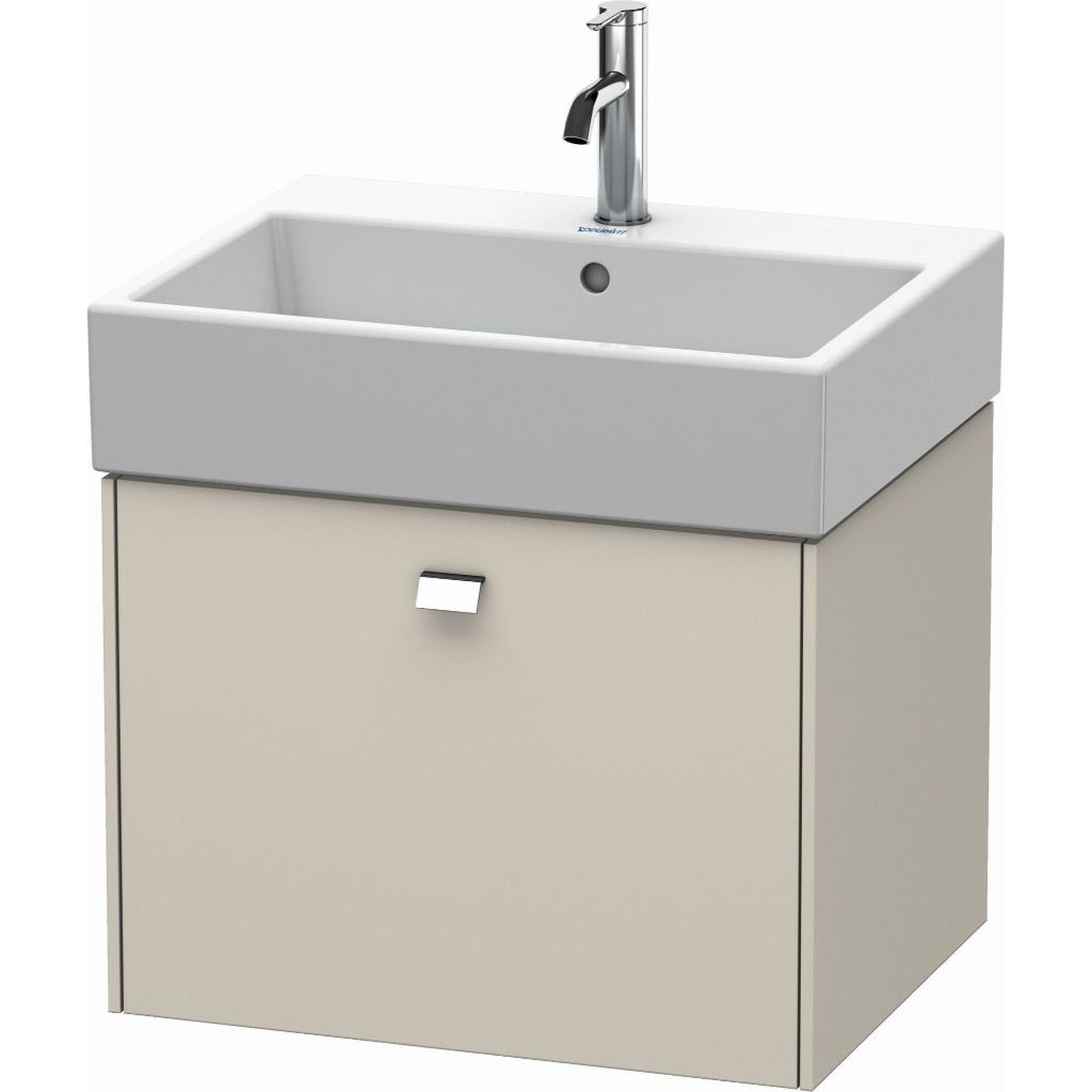 Duravit Brioso 23" x 17" x 18" One Drawer Wall-Mount Vanity Unit in Taupe and Chrome Handle