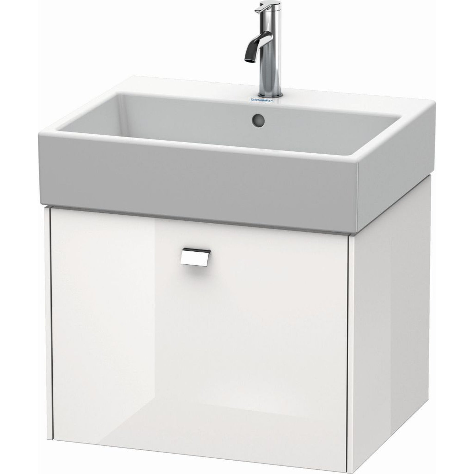 Duravit Brioso 23" x 17" x 18" One Drawer Wall-Mount Vanity Unit in White High Gloss and Chrome Handle