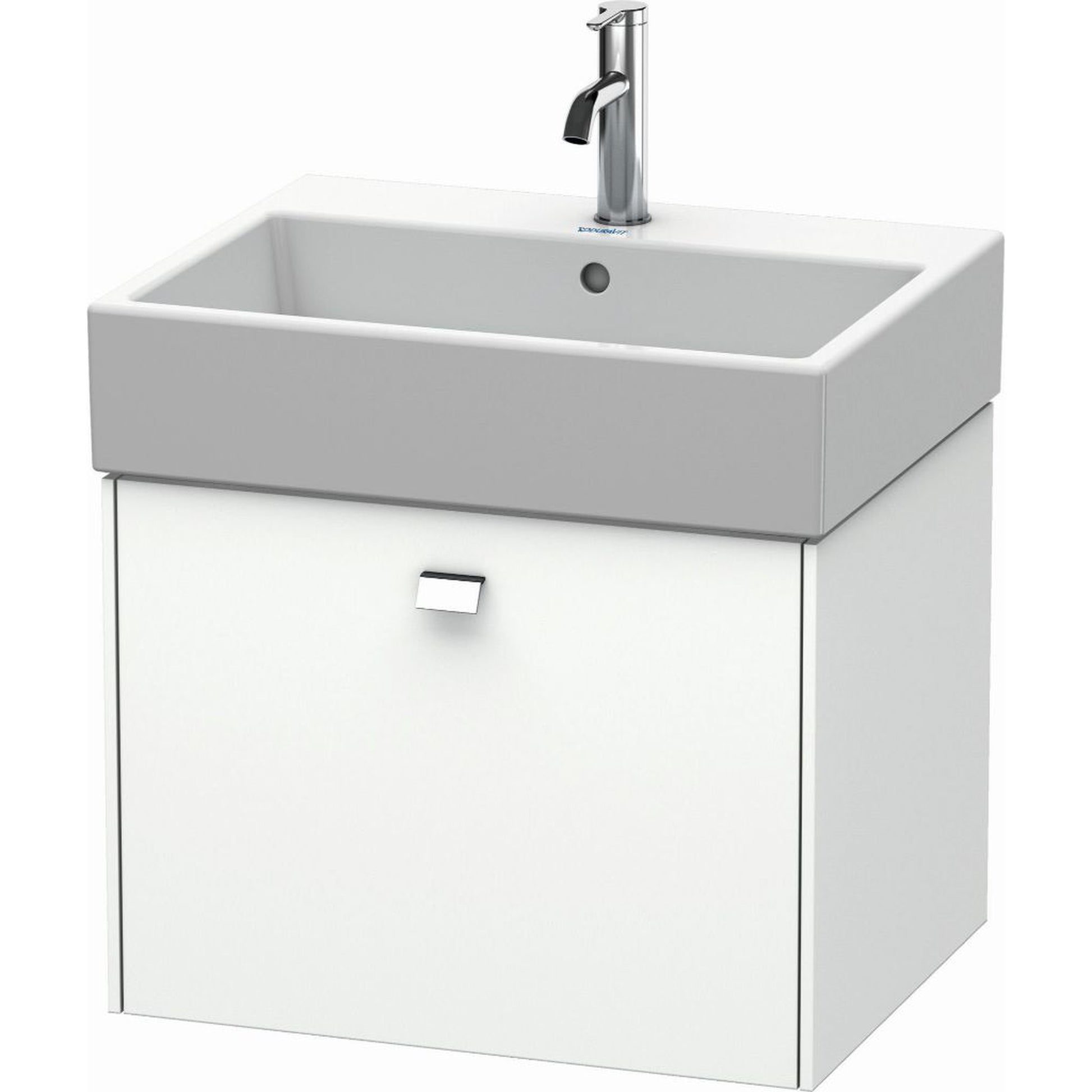 Duravit Brioso 23" x 17" x 18" One Drawer Wall-Mount Vanity Unit in White Matt and Chrome Handle