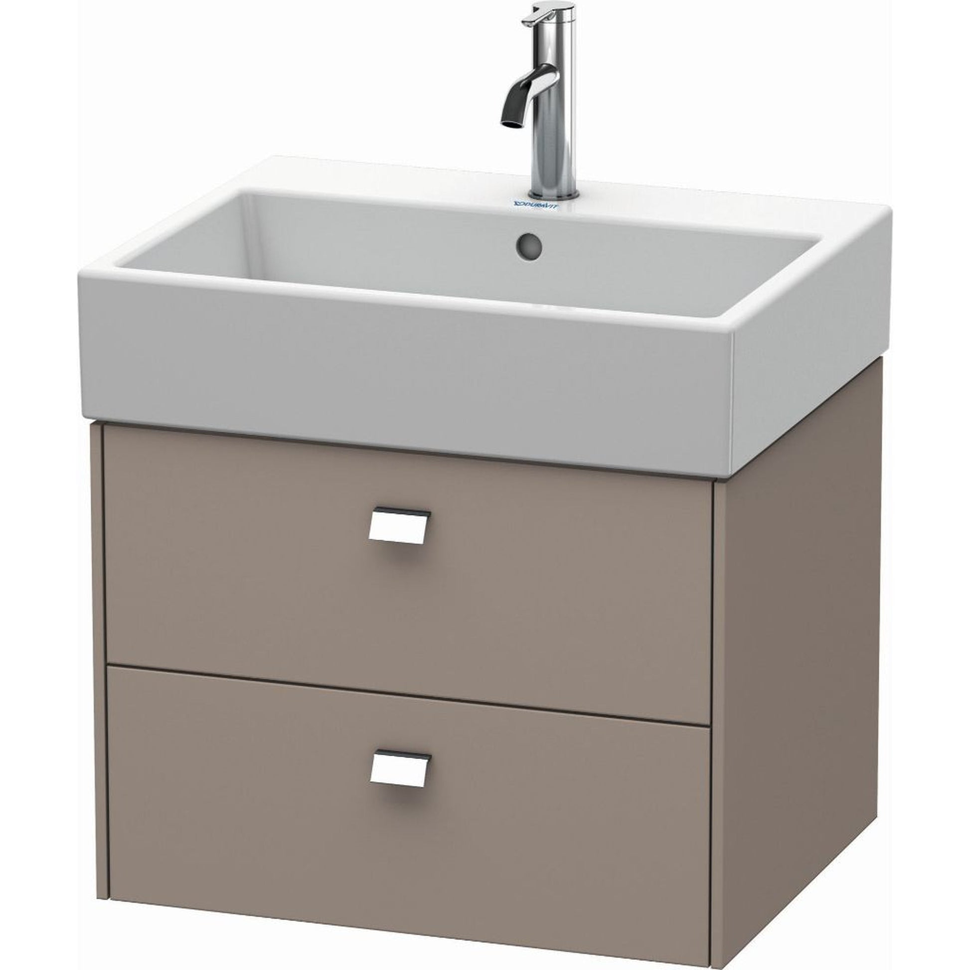 Duravit Brioso 23" x 17" x 18" Two Drawer Wall-Mount Vanity Unit in Basalt Matt and Chrome Handle