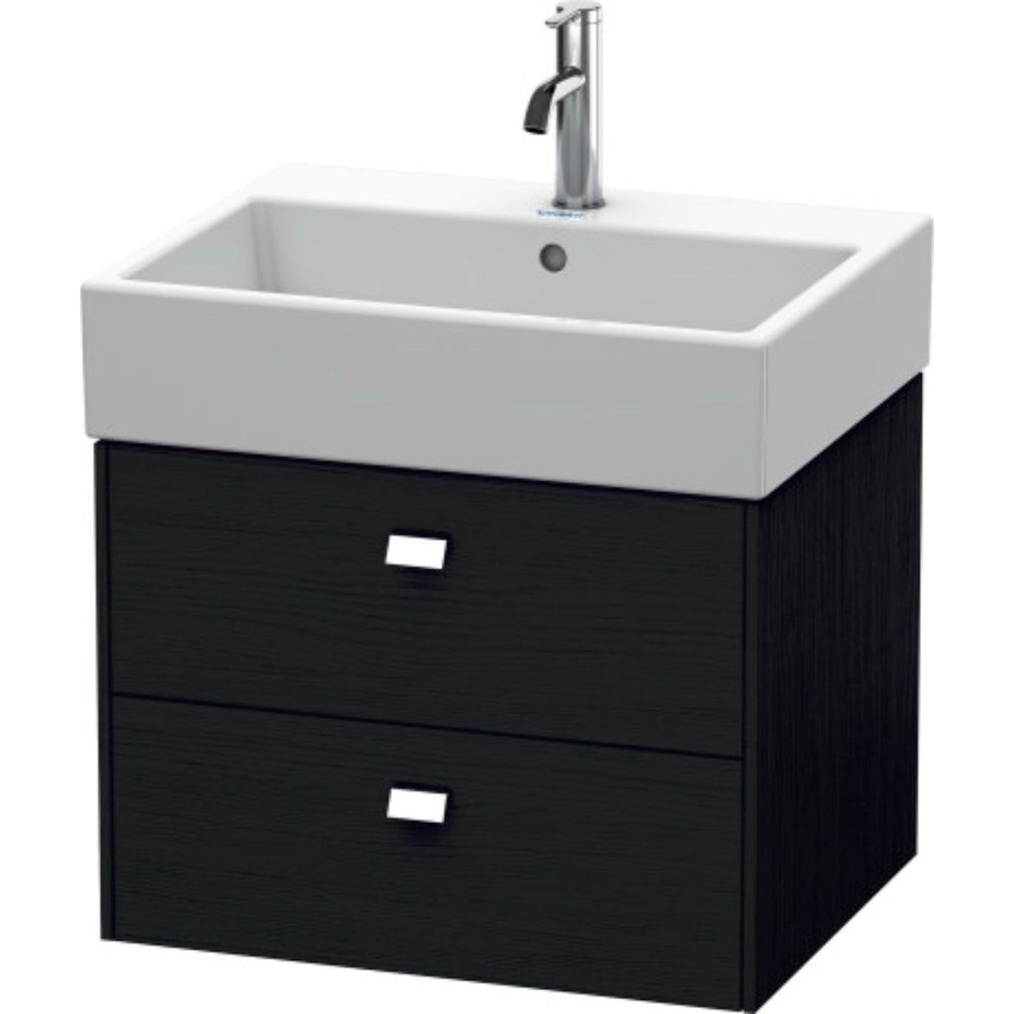 Duravit Brioso 23" x 17" x 18" Two Drawer Wall-Mount Vanity Unit in Black Oak and Chrome Handle