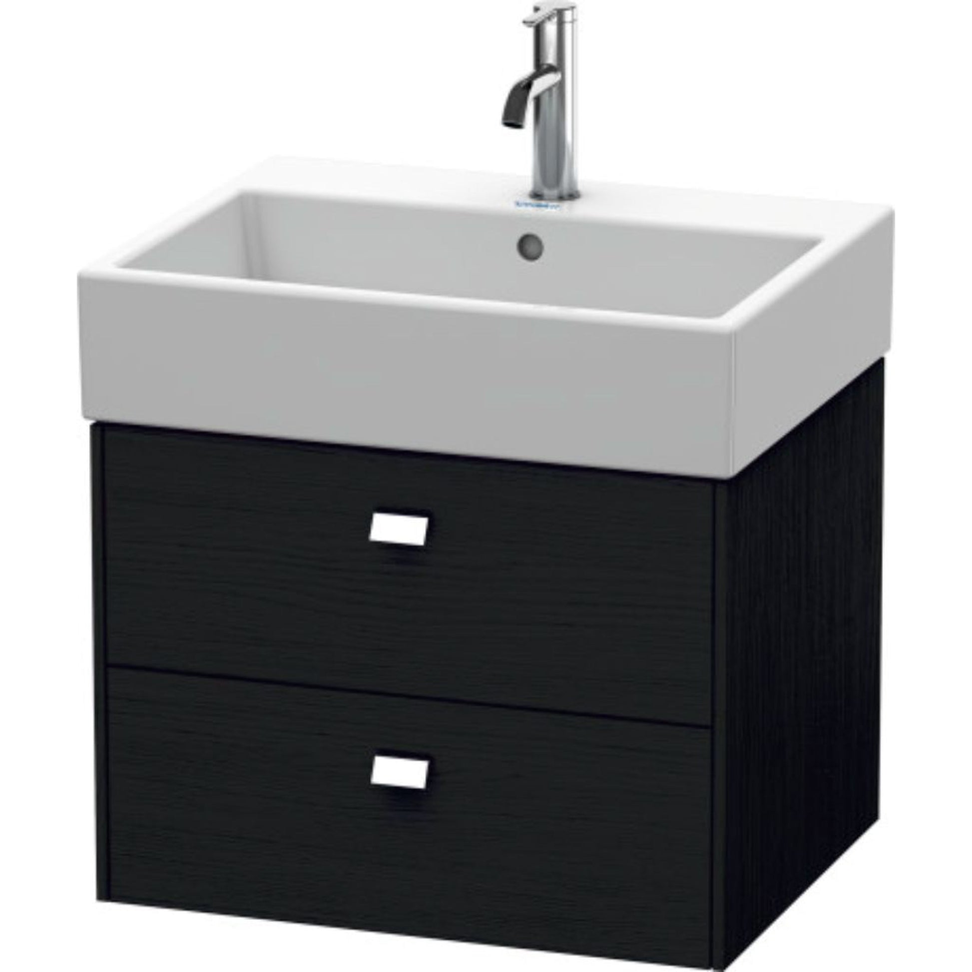 Duravit Brioso 23" x 17" x 18" Two Drawer Wall-Mount Vanity Unit in Black Oak and Chrome Handle