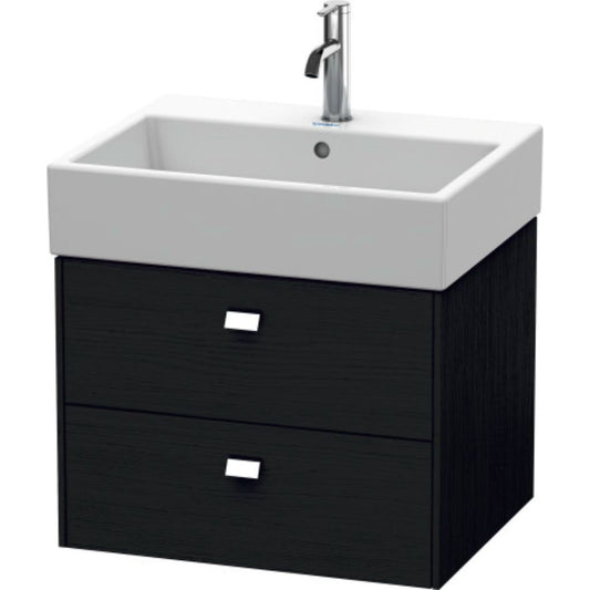 Duravit Brioso 23" x 17" x 18" Two Drawer Wall-Mount Vanity Unit in Black Oak and Chrome Handle