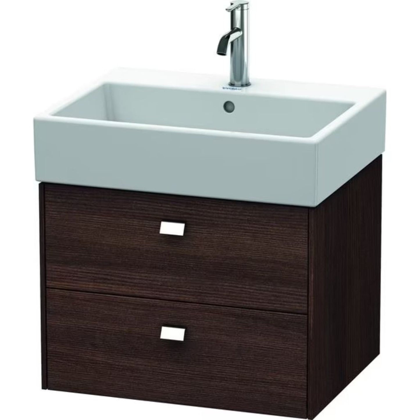 Duravit Brioso 23" x 17" x 18" Two Drawer Wall-Mount Vanity Unit in Chestnut Dark and Chrome Handle