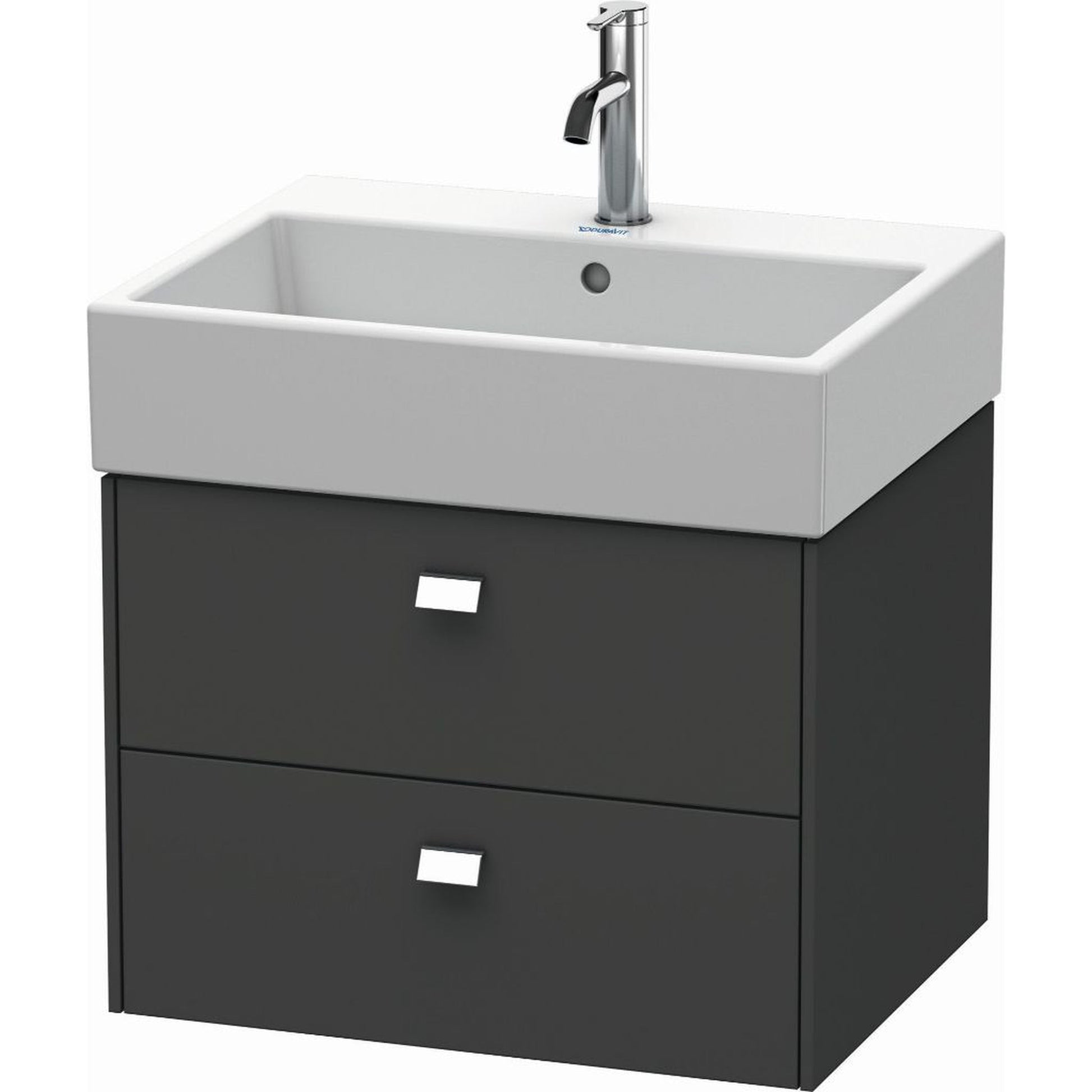 Duravit Brioso 23" x 17" x 18" Two Drawer Wall-Mount Vanity Unit in Graphite Matt and Chrome Handle