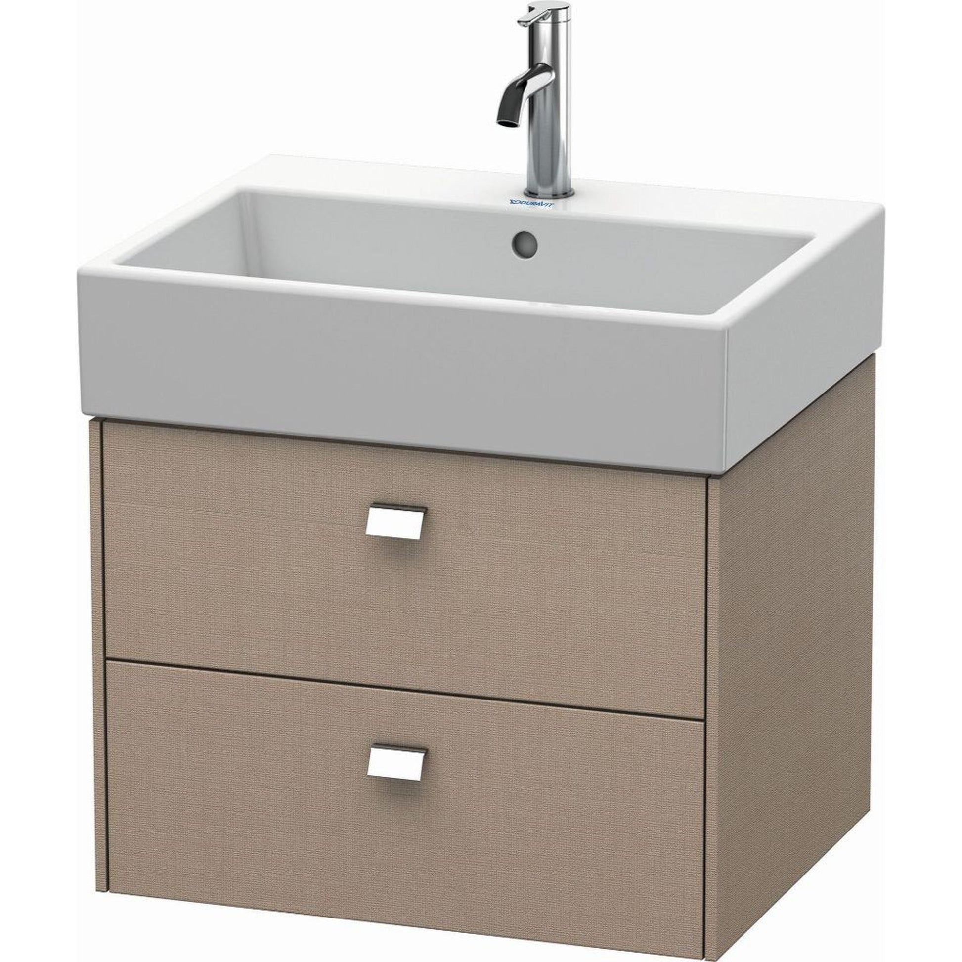 Duravit Brioso 23" x 17" x 18" Two Drawer Wall-Mount Vanity Unit in Linen and Chrome Handle
