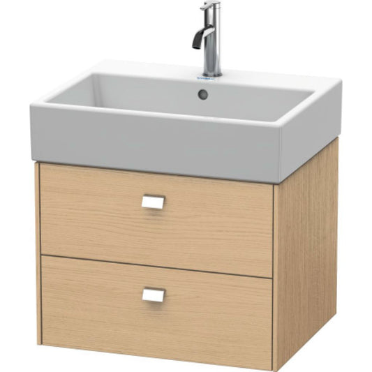 Duravit Brioso 23" x 17" x 18" Two Drawer Wall-Mount Vanity Unit in Natural Oak and Chrome Handle