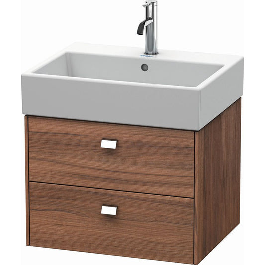 Duravit Brioso 23" x 17" x 18" Two Drawer Wall-Mount Vanity Unit in Natural Walnut and Chrome Handle