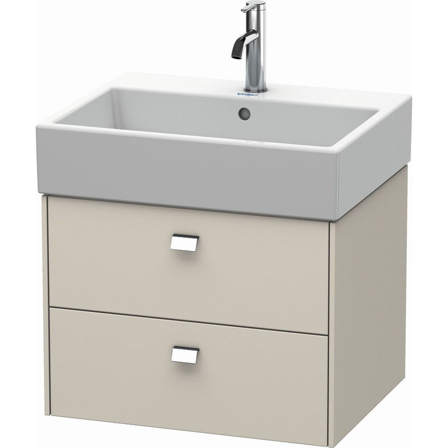 Duravit Brioso 23" x 17" x 18" Two Drawer Wall-Mount Vanity Unit in Taupe and Chrome Handle