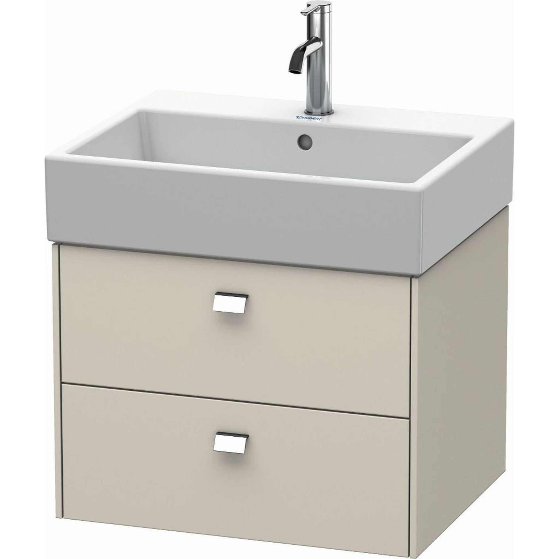 Duravit Brioso 23" x 17" x 18" Two Drawer Wall-Mount Vanity Unit in Taupe and Chrome Handle