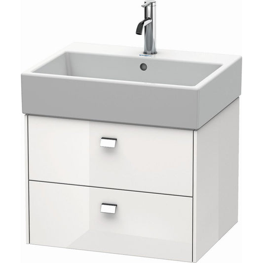 Duravit Brioso 23" x 17" x 18" Two Drawer Wall-Mount Vanity Unit in White High Gloss and Chrome Handle