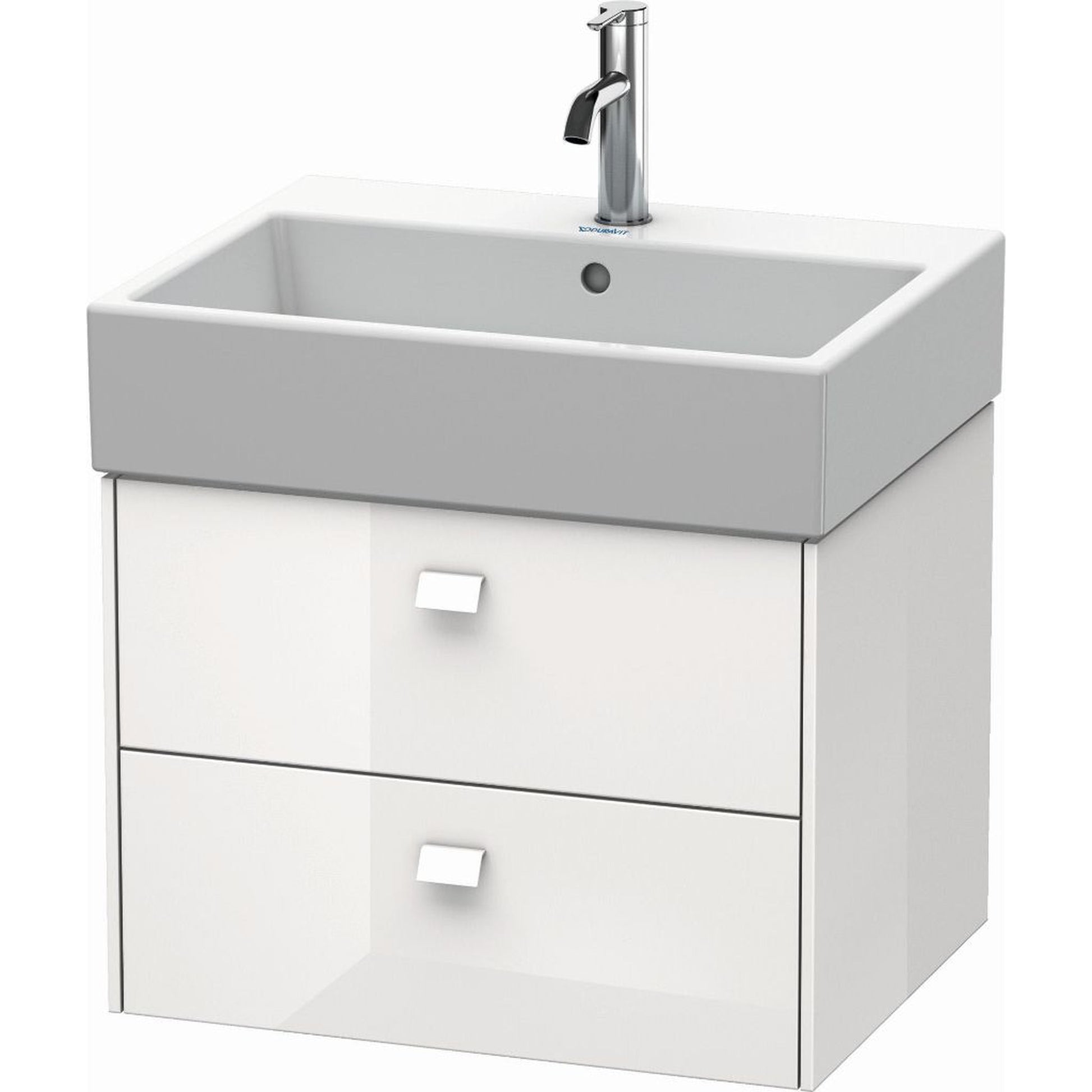 Duravit Brioso 23" x 17" x 18" Two Drawer Wall-Mount Vanity Unit in White High Gloss