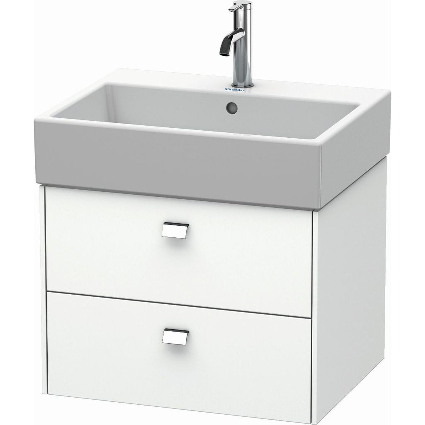Duravit Brioso 23" x 17" x 18" Two Drawer Wall-Mount Vanity Unit in White Matt and Chrome Handle