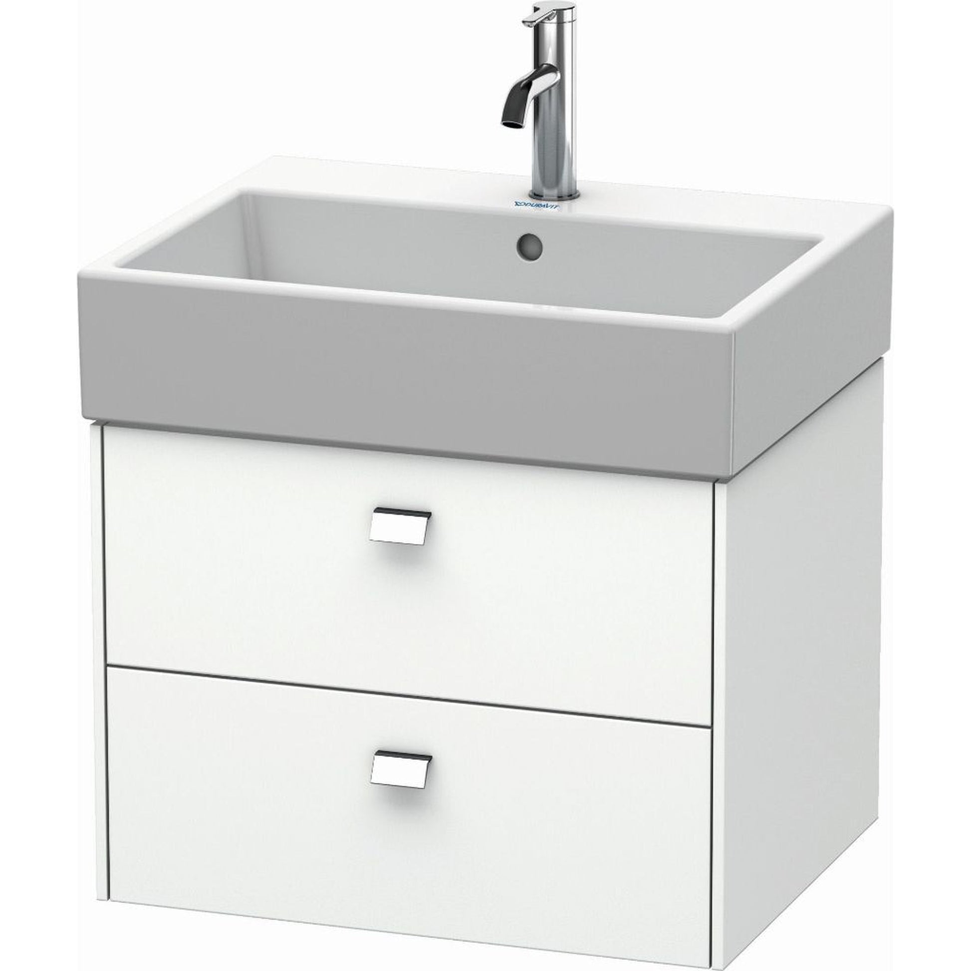 Duravit Brioso 23" x 17" x 18" Two Drawer Wall-Mount Vanity Unit in White Matt and Chrome Handle