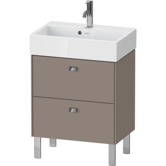 Duravit Brioso 23" x 22" x 15" Two Drawer Floor Standing Vanity Unit in Basalt Matt and Chrome Handle