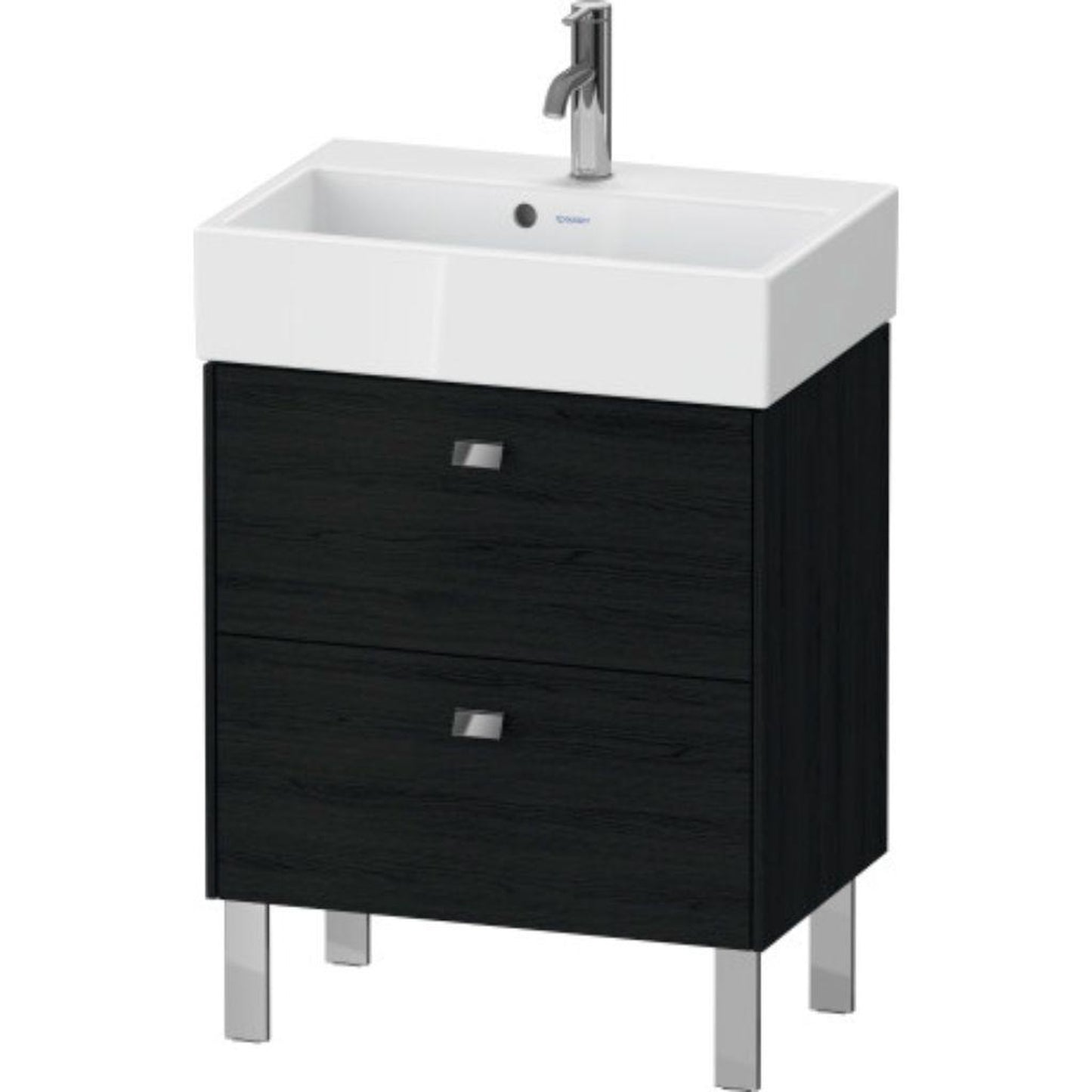 Duravit Brioso 23" x 22" x 15" Two Drawer Floor Standing Vanity Unit in Black Oak and Chrome Handle